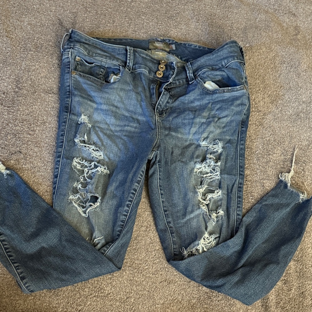 Torrid Distressed Blue Skinny Jeans